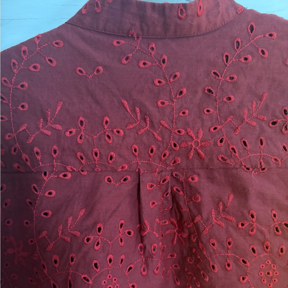 Zara Red Embroidered Button Down - Picture 5 of 8